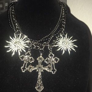 Cross and Sun Necklace 18inches long.